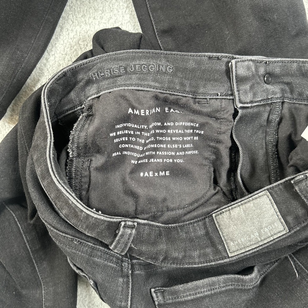 American Eagle Jegging Jeans Womens 6 Black High Rise Skinny Stretch Denim Pants - Picture 6 of 16